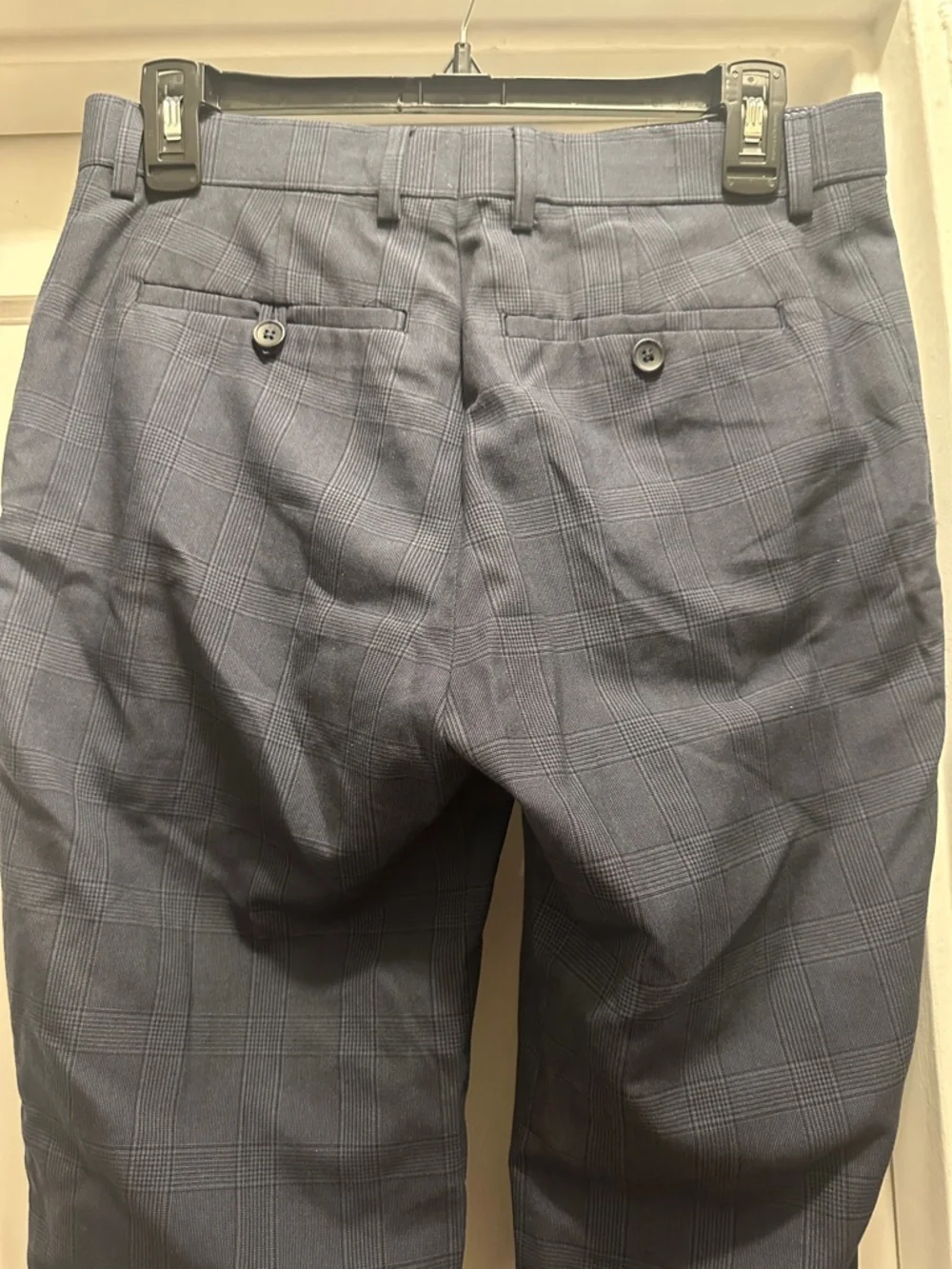 Banana Republic Men's Navy Windowpane Dress Pants Preloved